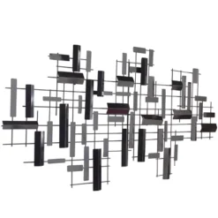 Metal Geometric 3D Striped Wall Decor - CosmoLiving By Cosmopolitan