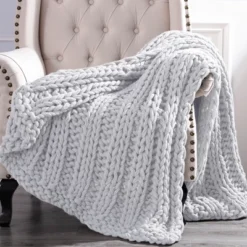 Modern Threads Chunky Knit Acrylic Throe Blanket, 50" X 60". -Home Decoration Store GUEST b875950d 8a50 4c5d b601 0d8b0a347459
