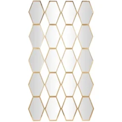 Metal Wall Mirror With Diamond And Hexagon Shaped Mirrors Gold - The Novogratz