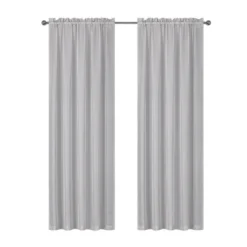 Kate Aurora Montauk Accents Ultra Lux 2 Piece Rod Pocket Silver Sheer Voile Window Curtain Panels - 84 In. Long