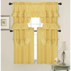 Kate Aurora Country Farmhouse Living Solid Colored Cafe Kitchen Curtain Tier & Swag Valance Set -Home Decoration Store GUEST ba571e2e c6bd 4fad 8d83 6a56646e9ef3