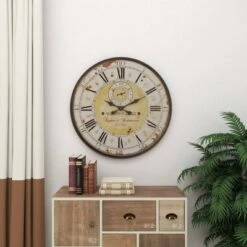 Vintage Wood Wall Clock With Typography Brown - Olivia & May -Home Decoration Store GUEST baec3e76 2899 4e60 8a82 0716399df012