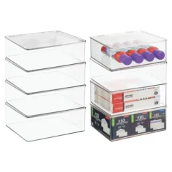 MDesign Plastic Stackable Home, Office Supplies Storage Box, 8 Pack - Clear -Home Decoration Store GUEST bb0be2ed b5b3 4de3 8243 5e26df3242bb