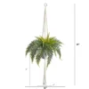 Nearly Natural 25-in Fern Hanging Artificial Plant In Decorative Basket