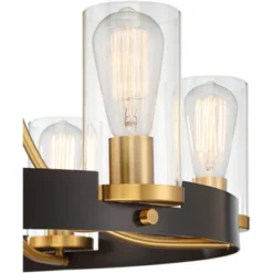 Stiffel Ferrers Dark Bronze Gold Chandelier 26" Wide Clear Glass Shade 6-Light Fixture For Dining Room House Foyer Kitchen Island Entryway Bedroom -Home Decoration Store GUEST bcfa5d17 4134 41e7 82db 185fcb27b973