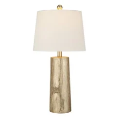 24" Faux Wood Table Lamp (Includes LED Light Bulb) Silver - Cresswell Lighting