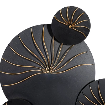 Metal Plate Wall Decor With Gold Accents Black - Olivia & May 4 Metal Plate Wall Decor With Gold Accents Black - Olivia & May - Image 2