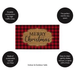 Evergreen Buffalo Check Christmas Indoor Outdoor Natural Coir Doormat 1'4"x2'4" Red -Home Decoration Store GUEST c22bbf96 8462 428d 8a89 e83e0f8c4955