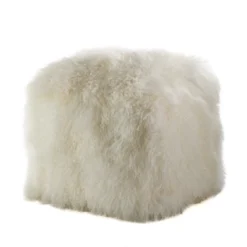Saro Lifestyle Real Mongolian 100% Wool Lamb Fur Pouf Ottoman Square -Home Decoration Store GUEST c2642651 b146 411a 9acf 898c14ef08dc