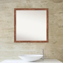 29" X 29" Non-Beveled Fresco Wood Bathroom Wall Mirror Light Pecan Brown - Amanti Art -Home Decoration Store GUEST c382c879 cc9e 44e7 9ff3 03d1e52fd128