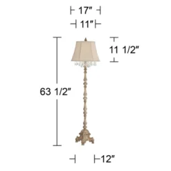 Barnes And Ivy Traditional Floor Lamp 63.5" Tall Distressed Candlestick Crystal Glass Beading Cream Bell Shade For Living Room Reading -Home Decoration Store GUEST c4ab0188 704b 41b9 8c56 aea8b0be4977