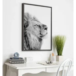 23" X 33" Sylvie Self Actualization Lion Framed Canvas Wall Art By Amy Peterson Gray - Kate And Laurel -Home Decoration Store GUEST c4e3b325 4c17 4fd6 a940 ce1f5a7884ed