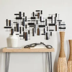 Metal Geometric 3D Striped Wall Decor - CosmoLiving By Cosmopolitan -Home Decoration Store GUEST c7c3f6f0 7edc 4822 a999 2c0276009765