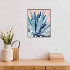 16" X 20" Agave With Coral By Alana Clumeck Framed Canvas Wall Art Gray - Amanti Art -Home Decoration Store GUEST c7ecb453 714b 44af 869f 5cc26c2e9ff7