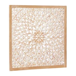 Wood Floral Handmade Intricately Carved Wall Decor With Mandala Design Light Brown - Olivia & May -Home Decoration Store GUEST c98ac5ad 775c 42f4 ac10 b1ef38e939ba