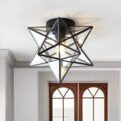 12" Metal/Glass Stella Moravian Star Flush Mount (Includes Energy Efficient Light Bulb) Black - JONATHAN Y 8 12" Metal/Glass Stella Moravian Star Flush Mount (Includes Energy Efficient Light Bulb) Black - JONATHAN Y -Home Decoration Store GUEST c9bc41ca f6a3 4eca 8761 e6239118f8d1