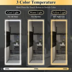 Abilene Full Length Mirror With LED Lights, 63" LED Free Standing Mirror Wall Mirror With Dimming & 3 Color Modes -The Pop Home -Home Decoration Store GUEST c9c8cd68 aae2 4114 9541 47e65bc4d031
