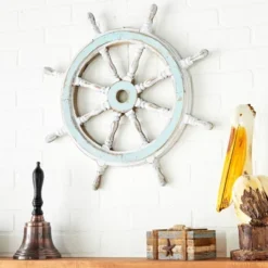 Wood Sail Boat Ship Wheel Wall Decor With Distressing Blue - Olivia & May 41 Wood Sail Boat Ship Wheel Wall Decor With Distressing Blue - Olivia & May -Home Decoration Store GUEST c9e9c3ab 883a 4caa b8a5 32c8fb12bcae