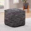 Omari Square Handwoven Pouf Black/Ivory - Steve Silver Co.