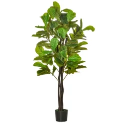 HOMCOM 5FT Artificial Fiddle Leaf Fig Tree, Faux Decorative Plant In Nursery Pot For Indoor Or Outdoor Décor -Home Decoration Store GUEST cf5892fc 1bc4 4232 b441 a4889671eff9