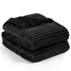 PAVILIA Super Soft Fleece Flannel Ribbed Striped Throw Blanket, Luxury Fuzzy Plush Warm Cozy For Sofa Couch Bed