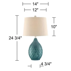 360 Lighting Kate Table Lamp 24 3/4" High Ceramic Green Oatmeal Drum Shade For Bedroom Living Room Bedside Nightstand Office Kids Family House Home -Home Decoration Store GUEST d1399099 fb2d 4b01 acde a5f2cd0c9470