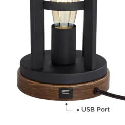 Franklin Iron Works Lucas Western Table Lamps 26" High Set Of 2 Bronze With USB Charging Port And Nightlight LED Drum Shade For Bedroom Bedside Desk -Home Decoration Store GUEST d4533e46 b29c 4b14 a7e6 abceaae14065