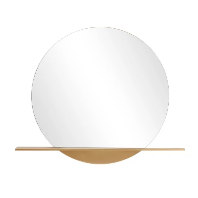Metal 1 Shelf Wall Round Mirror Gold - CosmoLiving By Cosmopolitan 6 Metal 1 Shelf Wall Round Mirror Gold - CosmoLiving By Cosmopolitan - Image 4