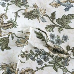 Ellis Curtain Madison Floral Design Printed Natural Ground 1.5" Rod Pocket Tailored Swag 56" X 36" Blue -Home Decoration Store GUEST d7826382 13ea 4735 b7a0 a0973ff18abb