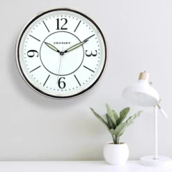 Analog 13.8" Vintage Retro Chrome Quartz Accurate Wall Clock - Crosley