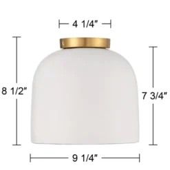 Possini Euro Design Merrick Modern Industrial Ceiling Light Flush Mount Fixture 9 1/4" Wide White Cement Gold For Bedroom Kitchen Living Room Hallway -Home Decoration Store GUEST dba2b5f6 f3f0 4f7b 8297 c66a400bcdfa