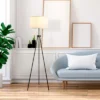 HOMCOM 59.75" Tripod Floor Lamp With Pull Chain Standing, Fabric Lampshade E26 Lamp Holder Steel For Living Room, Bedroom, Office -Home Decoration Store GUEST dca868f3 b3e0 42de a278 d99960263aa8