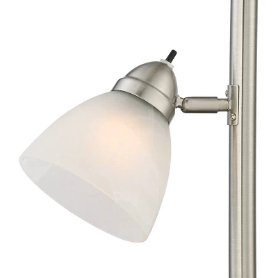 360 Lighting Ellery Modern Torchiere Floor Lamp With Side Lights 72" Tall Brushed Nickel Frosted White Glass Shade For Living Room Reading Bedroom 5 360 Lighting Ellery Modern Torchiere Floor Lamp With Side Lights 72" Tall Brushed Nickel Frosted White Glass Shade For Living Room Reading Bedroom - Image 3