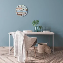 Coastal Worn Wood Wall Clock Blue/White - Stonebriar Collection -Home Decoration Store GUEST dd19d2b9 4bb6 4af7 a60e 9be944ee6344