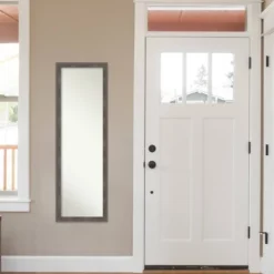 17" X 51" Pinstripe Wood Framed Full Length On The Door Mirror Lead Gray - Amanti Art -Home Decoration Store GUEST dd40a1ca ea0c 447e a731 8c60b91c0d66