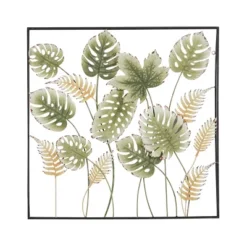30" X 30" Metal Leaf Tall Cut-Out Wall Decor With Intricate Laser Cut Designs Green - Olivia & May -Home Decoration Store GUEST deb54a1a f213 4752 9e42 9134cfaff961