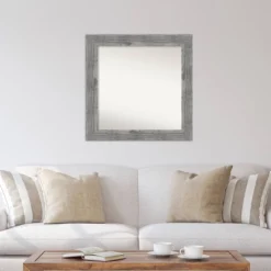 32" X 32" Non-Beveled Bridge Gray Wood Wall Mirror - Amanti Art -Home Decoration Store GUEST deb62b77 4523 4de7 b8ef 54e674fb081a