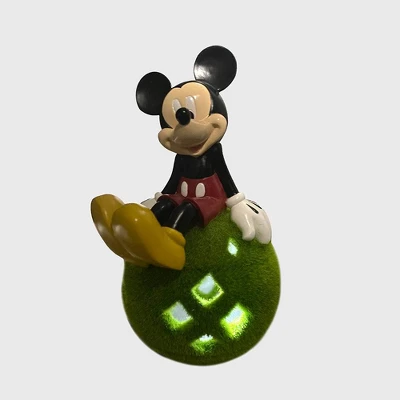 Disney 10" Stone Mickey Mouse Sitting On Flocked Ball Garden Statue 3 Disney 10" Stone Mickey Mouse Sitting On Flocked Ball Garden Statue