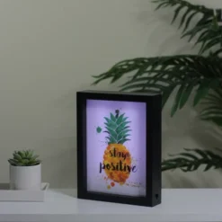 Northlight 9” LED Lighted 'Stay Positive' Pineapple Framed Light Box -Home Decoration Store GUEST e000a12e 4f85 44ae bf25 42ddc11f3e4f