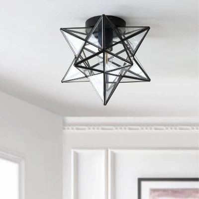 12" Metal/Glass Stella Moravian Star Flush Mount (Includes Energy Efficient Light Bulb) Black - JONATHAN Y 4 12" Metal/Glass Stella Moravian Star Flush Mount (Includes Energy Efficient Light Bulb) Black - JONATHAN Y - Image 2