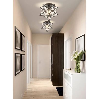12" Metal/Glass Stella Moravian Star Flush Mount (Includes Energy Efficient Light Bulb) Black - JONATHAN Y 6 12" Metal/Glass Stella Moravian Star Flush Mount (Includes Energy Efficient Light Bulb) Black - JONATHAN Y - Image 4