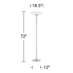 Possini Euro Design Meridian Light Blaster Modern Torchiere Floor Lamp 72" Tall Brushed Nickel LED Frosted Glass Shade For Living Room Bedroom Office -Home Decoration Store GUEST e1694616 6618 4ddf a110 547269b9f2f9