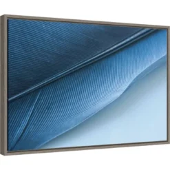 23" X 16" Feather I By Jennifer Beavers Framed Canvas Wall Art Blue - Amanti Art
