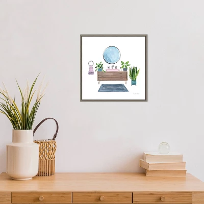 16" X 16" Bathroom I By Farida Zaman Framed Canvas Wall Art Green - Amanti Art 5 16" X 16" Bathroom I By Farida Zaman Framed Canvas Wall Art Green - Amanti Art - Image 3