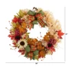 Nearly Natural 30” Harvest Autumn Sunflower, Maple Leaves And Berries Artificial Fall Wreath With Decorative Bows