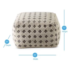 Kodi Square Pouf Ottoman Black/Off White - Steve Silver Co. -Home Decoration Store GUEST e3f700c5 867d 4a8c ab8f 89ab0b555aec