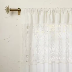 1pc Sheer Banded Geo Macrame Window Curtain Panel White - Opalhouse™ Designed With Jungalow™ -Home Decoration Store GUEST e45ca8b5 c8fb 4bcd 9418 e1344d66992c