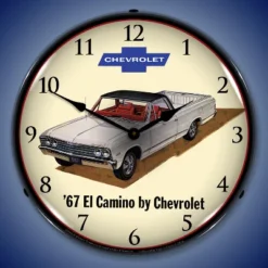 Collectable Sign & Clock | 1967 Chevrolet El Camino LED Wall Clock Retro/Vintage, Lighted