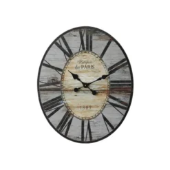 29" Oval Distressed Wood Wall Clock Gray - Storied Home -Home Decoration Store GUEST e6d9d404 bca7 4a74 a903 e4009850ce8f
