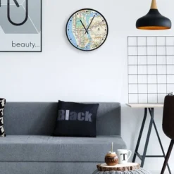 12.75" New York City Map Decorative Clock Black - The Chicago Lighthouse